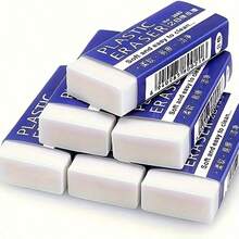 4pcs Soft Easy-To-Clean 2B Plastic Erasers - White, Rectangular, PVC Material, Suitable For Art And Craft Projects, Craft Supplies | Rectangular Eraser | Smooth Texture, Pencil Eraser - White - View 1