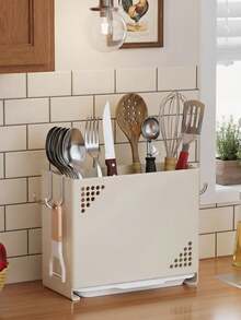 Wall-Mounted Kitchen Utensil Storage Rack (No Drilling Required), Detachable Draining Chopstick Holder, Hanging Kitchen Utensil Storage Basket, Multi-Functional Wall-Mounted Spoon And Fork Storage Rack, Kitchen Tool Draining Basket - Multicolor - View 7
