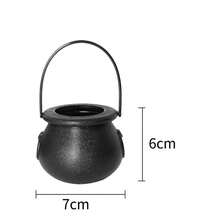 12pcs Mini Black Witch Buckets, Suitable For Halloween And Autumn Parties, Nautical Theme Wizard Potion Jars, Plastic Ghost Desktop Decor, With Portable Candy Storage Buckets, For Trick Or Treat, Wizard Potion, Party Layout Props, Halloween Decoration Ornaments - Multicolor - View 2