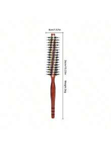 Wood Handle Round Rolling Brush Straight Twill Hair Comb Boar Bristle Round Barrel Hair Curling Brush Hairdressing Tool - Multicolor - View 9
