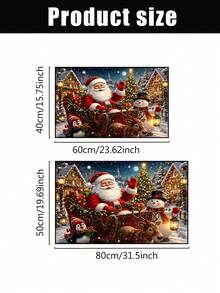 1Pc 15.75x23.62in /19.69x31.5in Feature Santa Claus Sleigh Snowy Town Scene Floor MatEuropean Style Design Accent With Reindee Snowman Suitable For Use In Entryway Kitchen Balcony Bedroom Other Areas To Add Festive Winter Touch To Your Home Decor - Multicolor - View 2