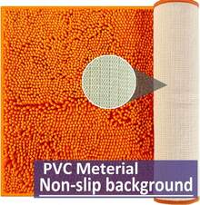 Chenille Badematte Orange Rot 50 x 80 cm, waschbare saugfähige schnelltrocknende Badematte für Boho- & Mid-Century-Stil Badezimmer - Gebrannte Orange - Übersicht 7