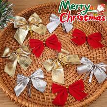 Small Red Christmas Velvet Bow With Ribbon, Christmas Tree Bow For DIY Christmas Crafts, Wreaths, Home Decor, Gift Wrapping - Multicolor - View 3