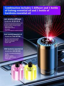 [Car Accessories]Starry Projection Smart Car Air Purifier, 5 Working Modes, Colorful LED Ambient Lighting, Auto Start And Stop, Car Aromatherapy Diffuser, Mini Car Air Humidifier, Essential Oil Diffuser, Adjustable Concentration, Built-In Battery, USB Rechargeable, Suitable For Car, Office, Bathroom, Bedroom, Pet Room, 6 Essential Oil Scents Optional, Multiple Sets Available (1/2/3 Bottles Essential Oil + 1 Diffuser) - Cylindrical - View 21