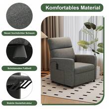 Devoko Adjustable Recliner With Reclining Function, Remote Control, Infinitely Adjustable Backrest And Footrest, Side Pocket, Polyester Fiber, Gray/Dark Gray/Black - Grey Linen - View 10