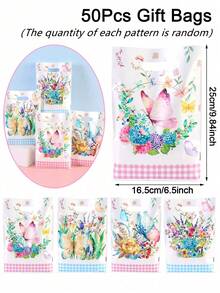 10/20/50入 蝴蝶鬱金香圖案禮品袋，彩色花卉塑膠慶典袋，多用途禮品包裝用品，適用家庭聚會、生日、婚禮 - 彩色 - 查看 8