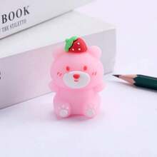 1pc Random Color Cartoon Pencil Sharpener, PVC Soft Rubber Cute Bear Pencil Sharpener, Children Elementary Students Stationery, School Supplies, Halloween Christmas Gift - Multicolor - View 5