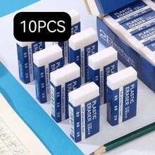 4pcs Soft Easy-To-Clean 2B Plastic Erasers - White, Rectangular, PVC Material, Suitable For Art And Craft Projects, Craft Supplies | Rectangular Eraser | Smooth Texture, Pencil Eraser - White - View 7