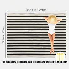 1pc Oversized Classic Striped Sand-Resistant Quick-Dry Beach Towel Mat, Suitable For 1-3 Adults - Lightweight, Durable Polyester Fabric - Perfect For Travel, Camping, Hiking And Leisure Beach Time, Beach Mat, Picnic Mat, Camping Ground Cover - Multicolor - View 13