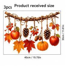 1/3/5pcs Fall Hanging Branch Window Clings Static Pumpkin Maple Leaf Window Stickers Removable Autumn Thanksgiving Decorations For Kitchen Home Glass Window Decor - Autumn Window Stickers - View 14