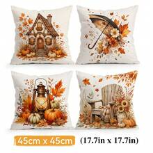 4pcs Autumn Harvest Themed Pillow Covers Without Inserts, Single-Sided Printed Pillow Covers, Suitable For Living Room Bedroom Home Decor, All-Season Pillow Covers - Multicolor - View 11