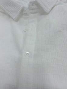 GOLDREDY Men's Jacquard Textured Shirt, Solid Color Loose Long Sleeve Blouse, White Plaid 3D Texture, Casual Commuter Versatile Top For Spring And Autumn - White - View 7