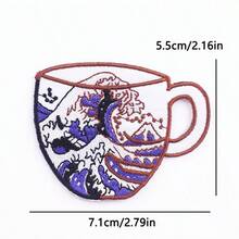 3入日式神奈川大浪熨燙貼布繡章，波浪海洋刺繡貼片，適用衣物貼紙DIY裝飾徽章 - 多色 - 查看 4