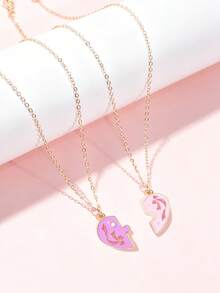 Bộ 2 dây chuyền tình bạn hình trái tim nơ cho bạn thân, phù hợp cho chị em đeo hàng ngày, quà tặng tiệc sinh nhật - Nhiều màu - Xem 5