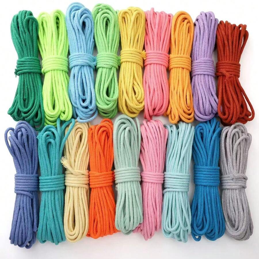 10m 4mm Thick Colorful Polyester Braided Rope, Suitable For Outdoor Activities, DIY Crafts, Christmas Decorations, Phone Lanyards And Various Decorative Accessories - Durable Polyester Rope - Solid Color - View 1