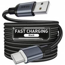 Tzlrxl 快充 USB 轉 USB-C 數據線－頂級尼龍編織充電與數據同步線，相容 Type-C 手機 - 黑色 - 查看 10