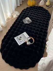 1pc Black Plush Decorative Rug, Cozy Soft Christmas Decor Mat, Perfect For Daily Home And Holiday Decoration, Decorative Rug, Bedroom Decor, Small Rug, Rug, Home Decor, Living Room Rug, Living Room Small Rug, Bedroom Rug, Living Room Home Decor - Multicolor - View 1