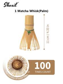 shoxil 1pc Natural Bamboo Matcha Whisk, 100-Prong Handmade Tea Brush With Decorative Pendant, Traditional Matcha Frothing Tool, Creates Delicate Foam, Suitable For Home Tea Table And Matcha Ceremony Practitioners - Whisk - View 11