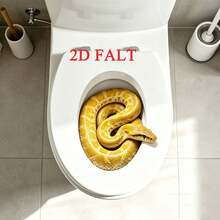 1pc/1set Creative Realistic Gold Snake Toilet Hole Prank Sticker, Beautiful Color, Scary & Funny Toilet Decoration Decal, Self-Adhesive Wall Sticker, Suitable For Bathroom Walls, Durable PVC Material Home Decor Wall Sticker Toilet Decoration Sticker - Multicolor - View 2