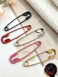 5/1pc Sweet & Cool Style Large Dual-Use Brooch Hair Clip, Both Safety Pin And Side Clip, Unique Eye-Catching Design - Suitable For Women And Girls, Daily, Date, School, Vacation, Party - Multicolor - View 3