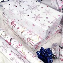 Christmas Gift Wrapping Paper Roll, Holiday Gift Wrapping Paper, 43*300cm/1 Roll, With Christmas Tree Pattern, Bow Pattern, Reindeer Pattern, Snowflake Pattern, Classic Seasonal Theme Design, Suitable For Holiday Gifts - Christmas Series - View 3