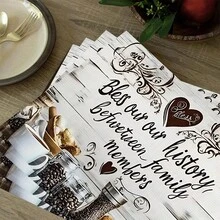 1pc/4pcs/6pcs, Cozy Pattern Printed Linen Placemats, Rectangular Table Mats, Washable, Easy To Clean, Dish Mats, Bowl Mats, Western Table Mats, Suitable For Kitchen, Dining Room, Family Gatherings, Coffee Table And Daily Table Decor - Multicolor - View 9