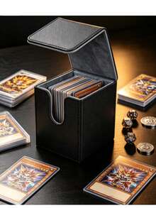 1 pieza Caja de almacenamiento de tarjetas apilable, soporte de tarjetas cuadrado portátil, organizador de tarjetas de intercambio con inserción vertical, diseño apilable, plástico duradero, gran capacidad, a prueba de polvo, adecuado para juegos de mesa, colección de tarjetas, hogar, viajes - Multicolor - Ver 1