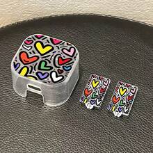 Kompatibel dengan Casing Pelindung Charger Apple 18/20W, Kabel Data Anti Jatuh Anti Pecah Bahan TPU Tahan Aus, Pelindung Berkualitas Tinggi, Motif Katak Lucu dan Motif Bunga Hitam/Pola Pita Ungu Hitam/Pola Hati Berwarna-warni/Pola Hati Pelangi, Set Kombinasi 3 Bagian - MultiWarna - View 4
