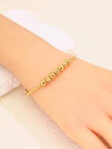 1pc Bell Adjustable Non-Fading Luxury Commuter Push-Pull Bracelet - Alternating Seven Beads - View 5