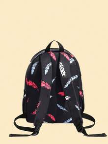 1pc Student Backpack For Boys And Girls, Large Capacity Fashion Commuter Lightweight Shoulder Bag, Suitable For School, Travel And Outings - Black - View 5