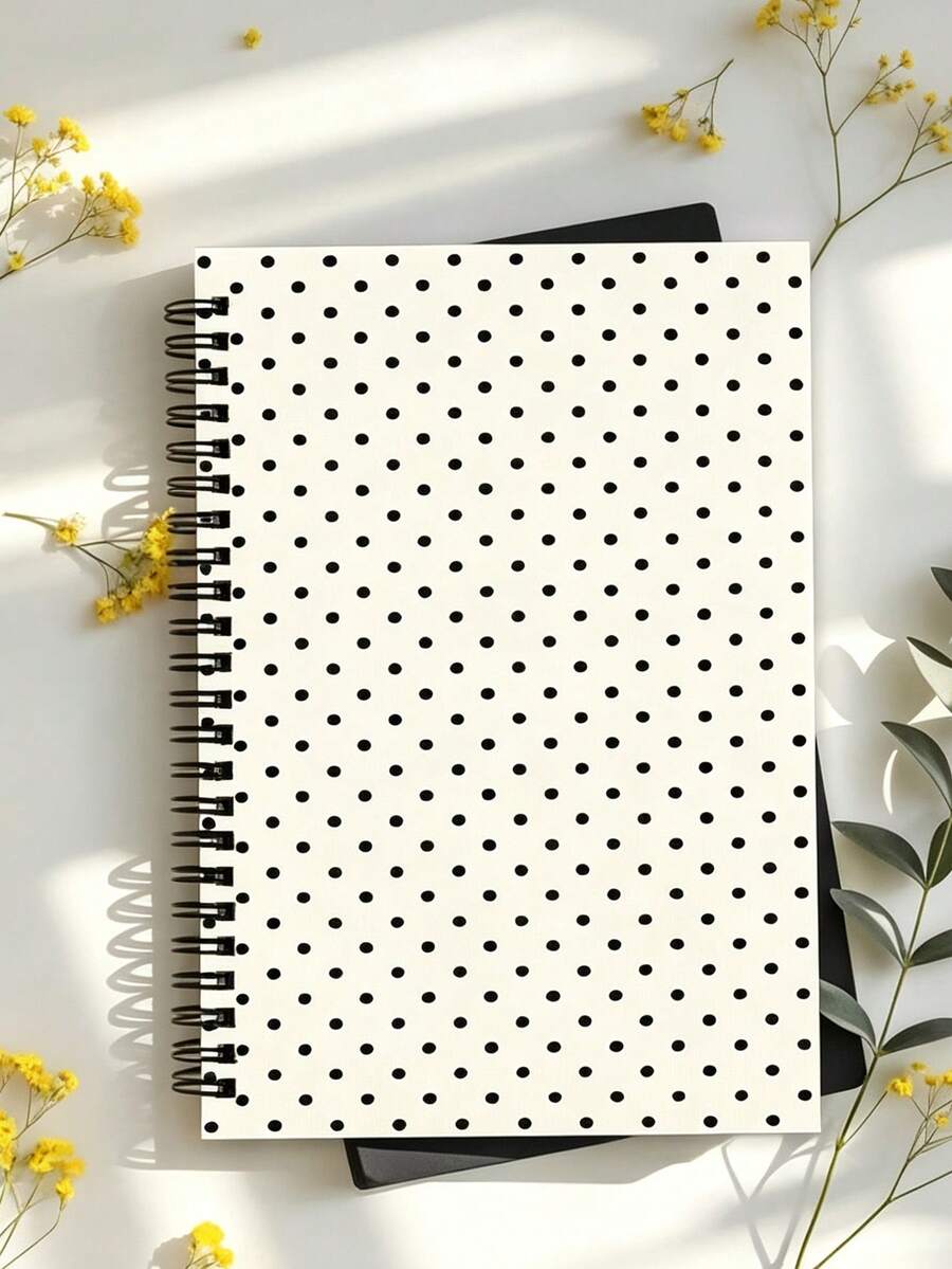 Campus Style Minimalist Polka Dot Notebook, Fresh Black And White Polka Dot Cover Student Writing Office Record Diary - Pink Brown Polka Dot Notebook, Ideal Choice For Back To School Supplies, Learning Supplies - Perfect Gift For Students - Exquisite Storage And Planner Notebook, Decorated With Polka Dot Theme - Very Suitable For Daily Use And Organization. - Multicolor - View 1