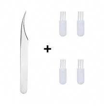 5PCS High Precision Lash Extension Tweezers Polished Stainless Steel Smooth Surface Tight Alignment Tips Ideal For Classic Volume Eyelash Application Salon Daily Beauty Grooming Supplies - C-Silver - View 11