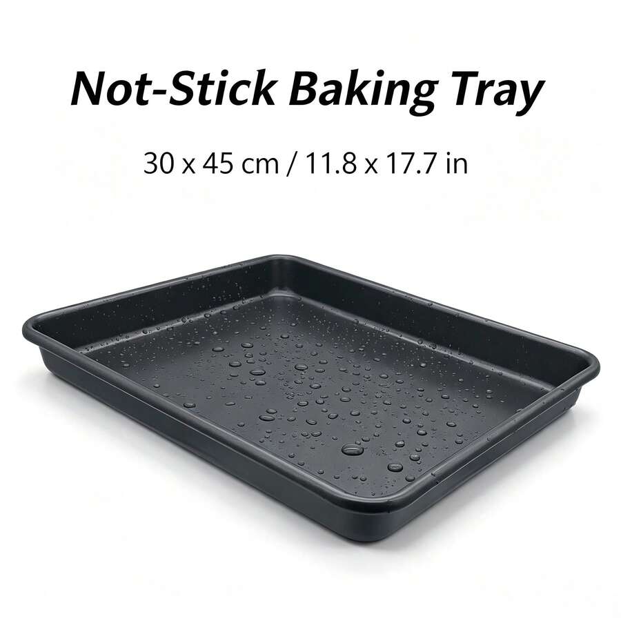 1pc Non-Stick Carbon Steel Cookie Baking Pan, 17.5x11.8 Inch Rectangular Oven Tray, Easy To Clean, Rust-Resistant, Scratch-Resistant, Heat-Resistant And Anti-Deformation, Multi-Purpose Kitchen Baking Tool For Cakes, Cookies, Bacon, Steak, Roasting, Baking, Grilling And Food Prep - A - View 1