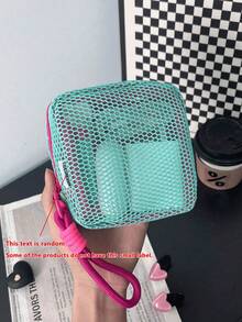 Mini Macaron Color Multi-Function Mesh Storage Bag, Cute Wallet Design, Portable Makeup Bag, Zipper Tissue Storage Bag, Girls Sanitary Pad Storage Bag, Suitable For Home, Travel And School - Multicolor - View 12