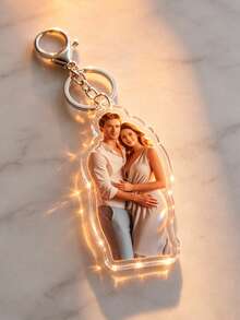 1pc Customized Photo Acrylic Keychain Double-Sided Personalized Unique Shape Keyring With Glitter Accents Colorful Accessory For Family Friends Pets, Personalized Gift - Acrylic Keychain 6cm - View 4