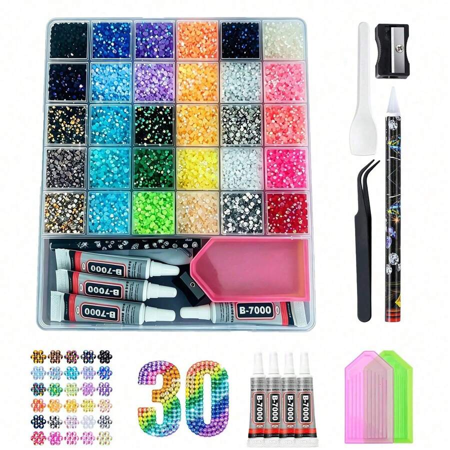 18,000-45,000pcs 3mm Multicolor Resin Flat Back Rhinestones, Shiny Decorative Stones, Includes Tweezers And Glue, DIY Craft Materials, Suitable For Clothing Sewing, Face And Body Rhinestone Application, Jewelry Making, Holiday And Daily Party Decoration