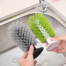 1 pièce pièce Brosse de nettoyage en verre réutilisable avec ventouse - Convient pour les tasses en plastique durable, les mugs, les carafes, les bouteilles d'eau - Aucune électricité requise, fournitures de nettoyage de la cuisine et de la maison/Brosse de nettoyage - A - Voir 2