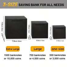 1pc Metal Money Box Steel Coin Bank - Secure Budgeting & Savings Solution, Anti-Theft Design - Adult Office Storage Organizer - Silver - View 5