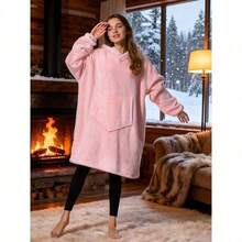 Manta Con Capucha Portátil Para Adultos, Sudadera Manta Oversize De Forro Polar Cálida Con Mangas Y Bolsillos, Bata Cómoda De Invierno Para Mujer Y Hombre, Ideal Para Casa, Descanso, Televisión Y Días Frí - Gris oscuro - Ver 5