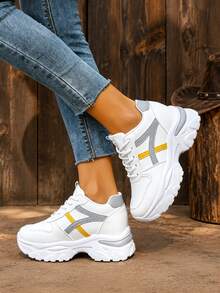 Women's Chunky Sneakers Fashionable Versatile Casual - Grey - View 6