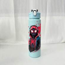 5 piezas Vasos de agua portátiles con tapa abatible y cierre, adecuados para adolescentes, patrón de superhéroe con graffiti, impresión multicolor, aplicables para estudio, trabajo, deportes, ocio, juegos, viajes e hidratación diaria - Multicolor - Ver 7