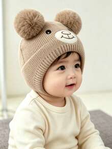 Gorro de punto con orejeras de dibujos animados lindos para niños unisex, otoño/invierno, gorro de lana para bebé y niño pequeño - Multicolor - Ver 4