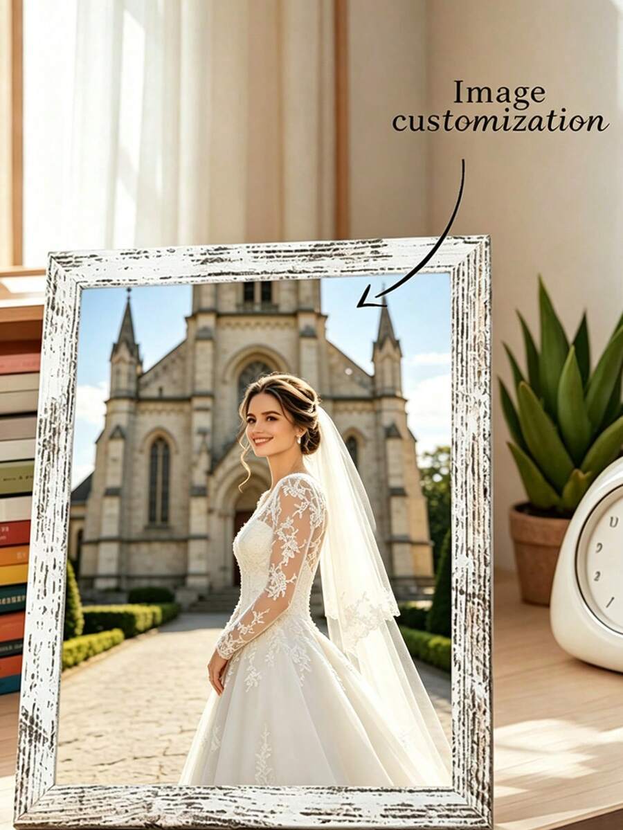 Customized Photo Frame, Customized Black Photo Frame, Customized Photo Gift, Customized Minimalist Picture Frame For Tabletop Or Wall Display, Birthday Gift, Valentine's Day Gift, Christmas Gift, Wedding Season Gift - Retro White - View 1