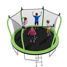 MERAX 14FT Trampoline For Kids And Adults, Round Outdoor Trampoline With Enclosure Net & Curved Poles ,Recreational Backyard Trampoline, Green - Green - View 8