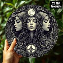 2D Flat, 1pc Iron Printed Flat Design 8 Inch, Hecate Witch Theme, Home Decor, Suitable For Bar Kitchen Cafe Home Room Office Decoration, Holiday Gift, Halloween, Pre-Drilled Holes, Style As Shown In Size Chart - Multicolor - View 3