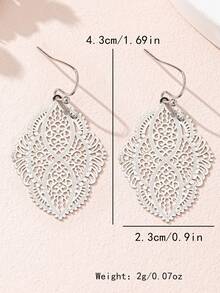 1 Pasang Anting-Anting Wanita Model Daun Berongga Gaya Bohemian, Cocok untuk Liburan dan Pemakaian Sehari-hari - daun - View 10