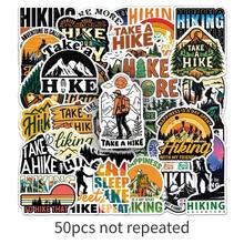 50 Sheets Outdoor Hiking Silhouette Graffiti Waterproof Stickers Travel Walking Decals For Journal Scrapbook DIY Decor - 50 PCS - View 1