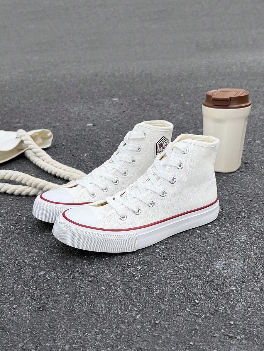 OPOEE Vintage High‑Top Canvas Shoes For Women, Classic Lace‑Up Design, Comfortable Lightweight Sneakers For Daily Street Style,Cushioned, Minimalist,School