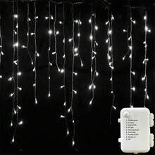 Halloween Eaves Decoration 8-Function Battery Box Christmas Tree 45/80/96/150 LED Icicle String Lights Curtain Lights Birthday Wedding New Year Party Holiday Lighting Indoor String Lights Outdoor Decoration - Battery-powered Fairy Lights - View 13