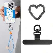 Stainless Steel Heart-Shaped Spring Clip & Lanyard Combination | 360° Rotatable Ultra-Thin Metal Plate, Suitable For Phone Lanyards, Universal Phone Accessory - Multicolor - View 6